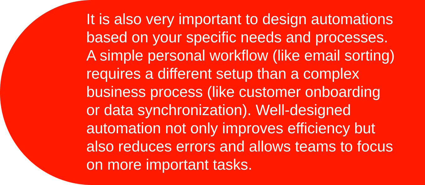 Automation guidance text about choosing tools for specific goals and processes