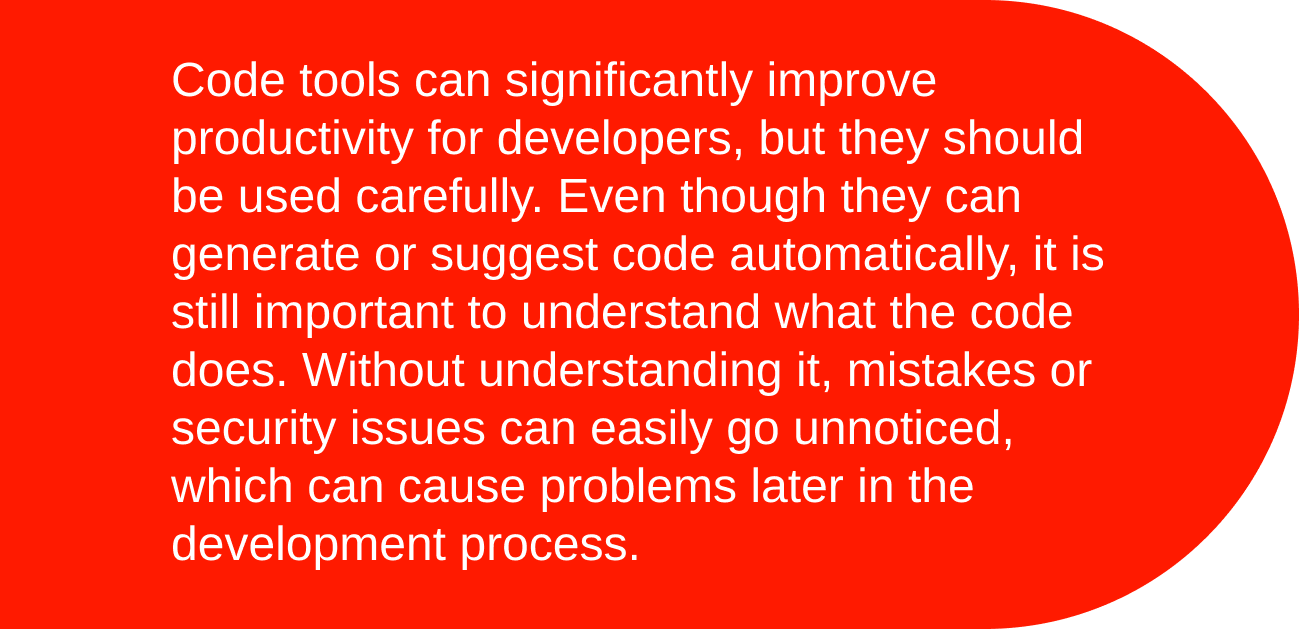 Code tools warning text